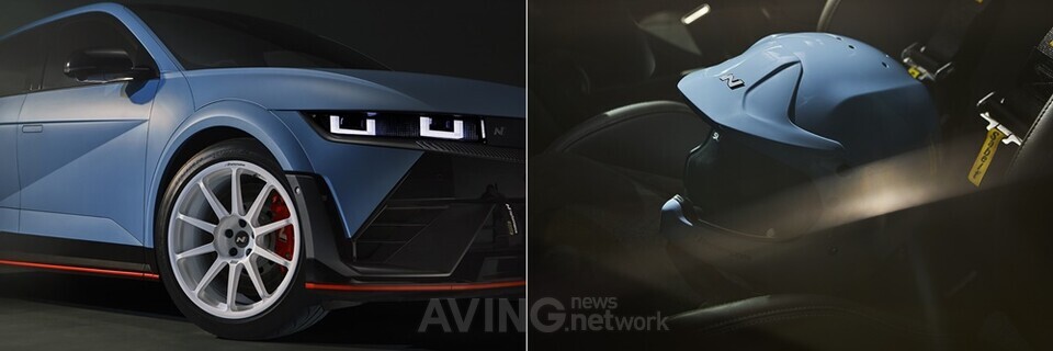 (왼쪽부터) 아이오닉 5 N 전용 20인치 단조 휠, N 스페셜 모터스포츠 헬멧│사진 제공-현대자동차