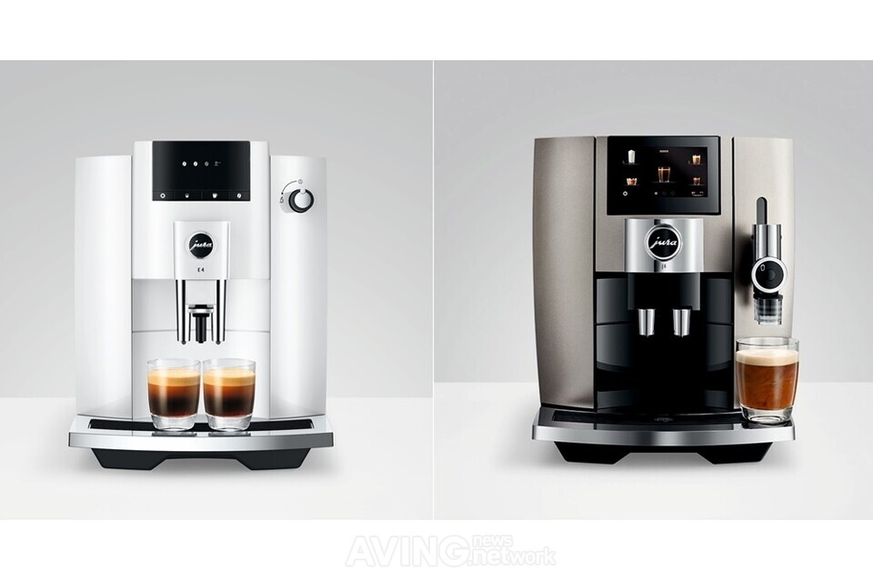 (왼쪽부터) 에스프레소 머신 ‘E4’, 전자동 커피 머신 ‘J8’│제공-유라
