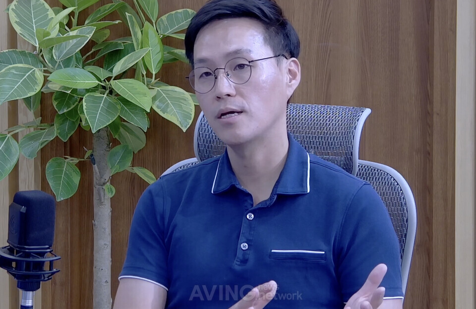 CES 혁신기업 인터뷰 중인 '비컨' 박민석 대표. I 촬영 - 에이빙뉴스