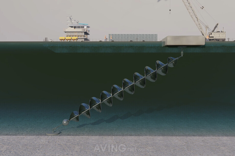 경사식 스크류 조류발전 장치 설치 예 | 제공 - 공간테크