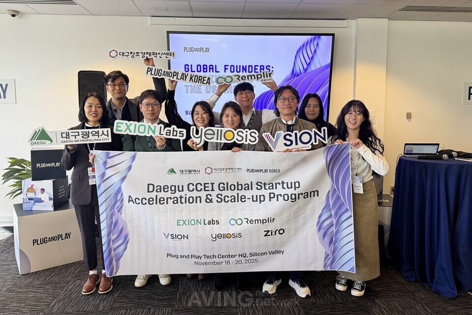 2025 Plug and Play Winter Summit 참가 기업 단체 사진 촬영 모습. │제공- 대구광역시