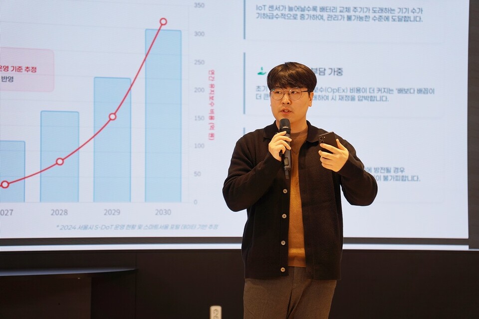 김민수 워프솔루션 대리가 컨퍼런스 현장에서 발표를 진행하고 있다.ㅣ 촬영-에이빙뉴스